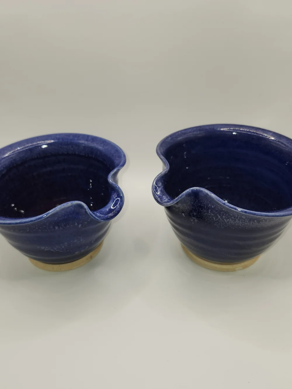 VTG Whitefish Pottery From Montana/cobalt blue glaze/single-handled batter bowls